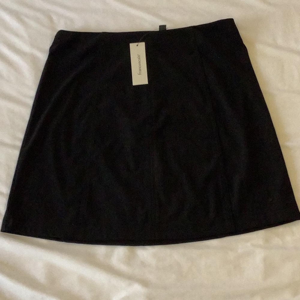 Black Faux Suede A Line Skirt